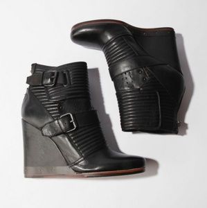 Moto wedge booties
